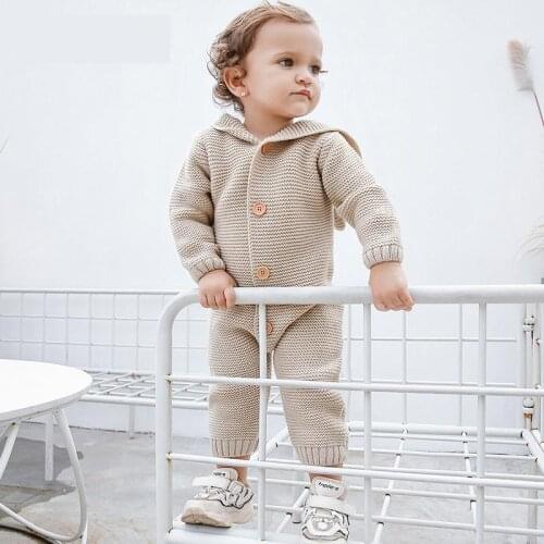 Hooded Baby Romper Christmas Knitted Baby Clothes Newborn Toddler Boys Girls Clothes Baby Costume 100% Cotton Infant Jumpsuit
