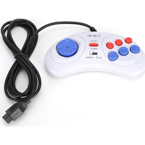 FFree Shipping 1/2pcs Wired Game Controller for SEGA Genesis 6 Button Gamepad for SEGA Mega Drive 16 bit video game console
