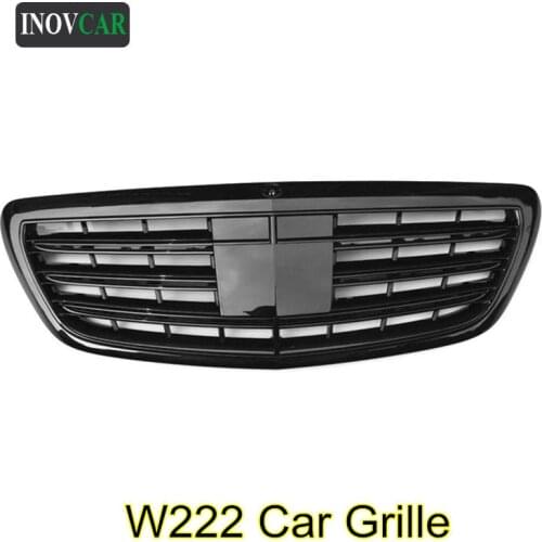 Glossy/ Matte Black Car Mesh Grill Grille For B-ENZ S Class W222 S63 S65 2014-2016 ABS Chrome Front Hood Grille