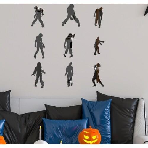 Halloween Zombie Acrylic Mirror Wall Stickers 3D DIY Self-adhesive Wall Sticker Bar Haunted House Home Halloween Decoration New