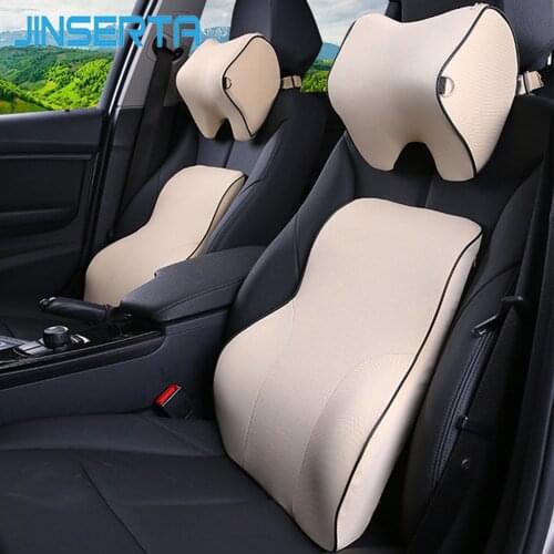 JINSERTA Car Seat Cushions Neck Pillow Seat Back Lumbar Support Memory Foam Headrest Pillow for Universal Car Accessories