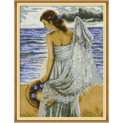 Seaside Girl DIY Diamond Painting Full Square DIY Handmade Wall Stickers Full Drill Rhinestone Pictures Diamond Embroidery Icons