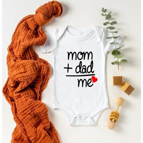Summer Newborn Infant Baby Clothes Mom Plus Dad Equal Me Funny Cute Toddler Jumpsuits Cotton Body Baby Bodysuits Outfits