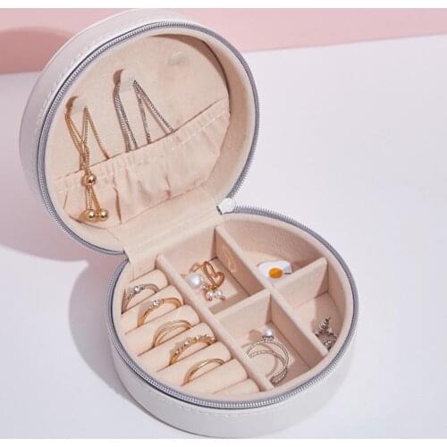 80% Hot Sell Portable Faux Leather Jewelry Box Earrings Rings Necklace Storage Display Holder