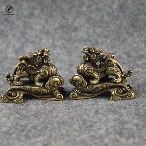 Copper Dragon Home Decoration Chinese 12 Zodiac Animal Dragon Mascot Miniatures Figurine Brass Office Desk Feng Shui Decor Craft