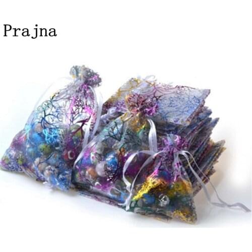 10 PCS/set Organza Bag Wedding Christmas Organza Drawstring Gift Bag Small Jewellery Packaging Bag Pouches Saquinho De Organza