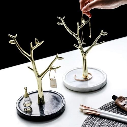 Marble Jewelry Desktop Ring Necklace Storage Rack Home Princess Jewelry Display Rack