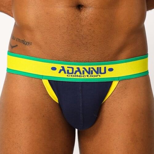 Hot Mens Cotton Patchwork Jockstraps Sexy Underwear Gay Pouch Briefs Double Belts Ass Freedom Breathable Wide Belt Comfortable