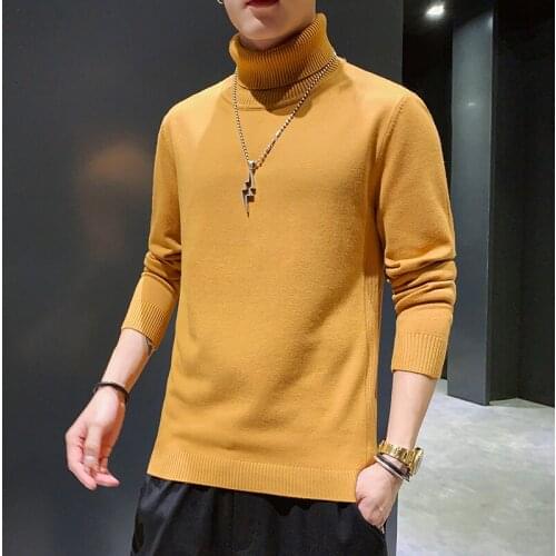 New Turtleneck Solid Warm Sweater Men Slim Versatile Fashion Sweater Christmas Knitted Mens Sweaters Casual High Quality