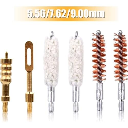 6pcs Tactical Gun Cleaning Rod Brush Head Kit Brass Gun Cleaning Bore Brush Cleaning Set .22cal 5.56mm .30cal 7.62mm .38cal 9mm