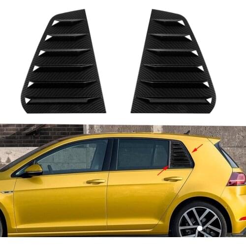 Carbon Fiber Style Rear Side Window Louver Vent Shade Trim Cover Fit for VW Golf MK7 MK7.5 GTI R 2019 2018 2017 2016 2015 2014