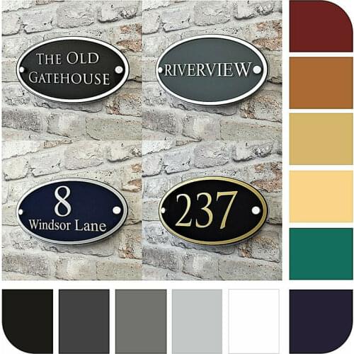 House number apartment number Personalised House Address Plaque or number of signs contemporary oval name plates Door sign