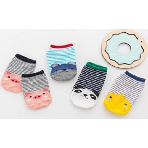 Cartoon striped animal floor socks Korean cotton children invisible socks baby animal socks baby non-slip socks