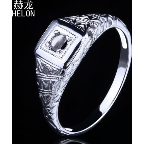 New Antique Fine Jewelry Semi Mount Round 2.75-3.25mm Solitaire Sterling Silver 925 Antique Art Deco Engagement Ring wholesale
