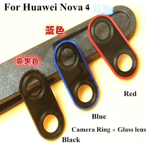 Original Camera Ring For Huawei Nova 4 VCE-AL00 Rear Back Camera Frame Cover with Outside Glass Lens lenses