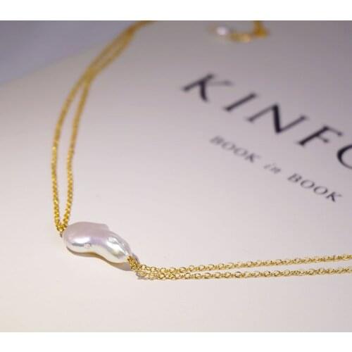 WTLTC Baroque Freshwater Pearl Choker Necklace for Women Statement Jewelry Chunky Double Chain Charm Necklaces Chokers Femme