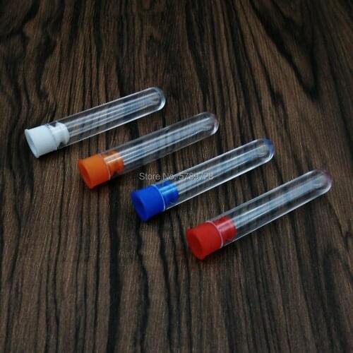 20Pcs 12*60mm Clear Plastic Test Tubes Vials With Color Caps, Empty Scented tea Tubes,bridal shower gift,School Lab Supplies