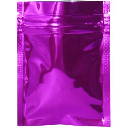 100Pcs Purple Zip Lock Mylar Foil Bag Resealable Self Seal Tear Notch Food Snack Candy Grocery Gift Craft Storage Pack Pouches