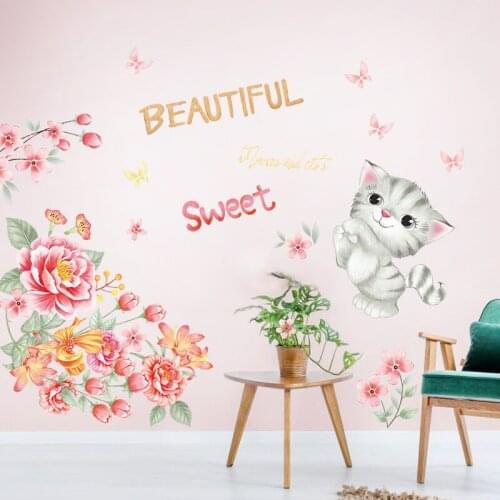 Romantic Butterflies Wall Stickers Flowers Warm Bedroom Living Room Decorations Home Decals Self Adhesive Murals Decor