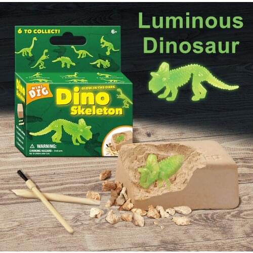 Luminous dinosaur skeleton digging toys Childrens educational toys dig and discover dinosaur model
