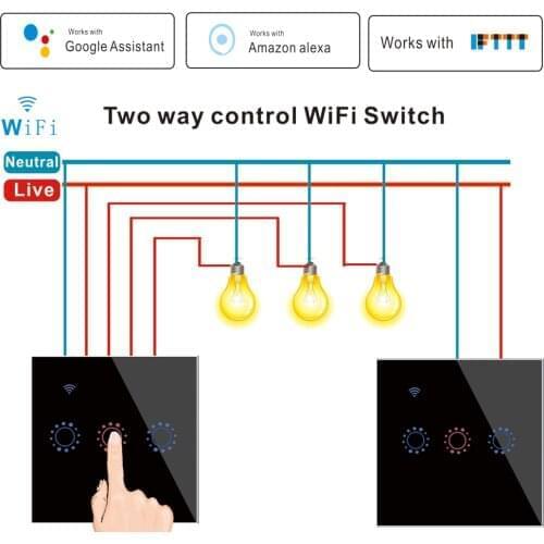 WiFi Smart 2 Way Light Switch EU 1/2/3 Gang Wall Touch Switch eWeLink Work with Alexa Google Assistant