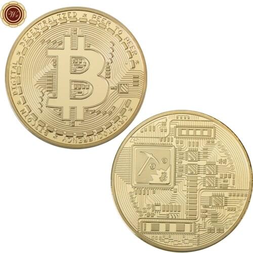 WR Gold Plated Bitcoin Coins Collectibles with Coin Holder Silver Bit Coins Challenge Coin Medal BTC Small Gift Sets for Men