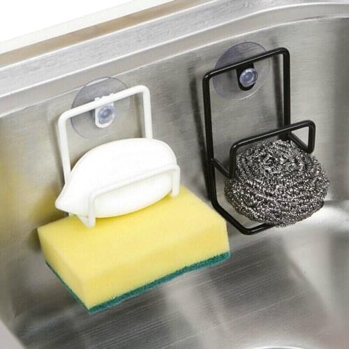 XZJJA Kitchen Double Layer Sink Sponge Holder Soap Sponge Sundries Suction Cup Drain Rack Sink Accessories Organizer