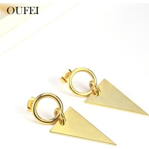 OUFEI Stainless Steel Jewelry Woman Vogue 2019 Charm Geometric Earrings For Women Summer Jewelry Accessories Mass Effect