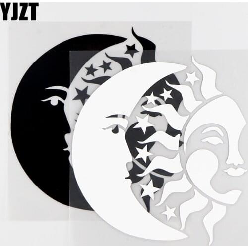 YJZT 13.9X15.3CM Funny Vinyl Decal Sun Moon Art Decor Personality Car Sticker Black / Silver 10A-0157
