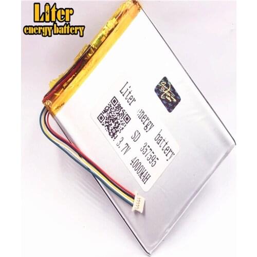1.0MM 5pin connector 357595 4000mah 3.7V lithium polymer battery for tablet pc rechargeable battery