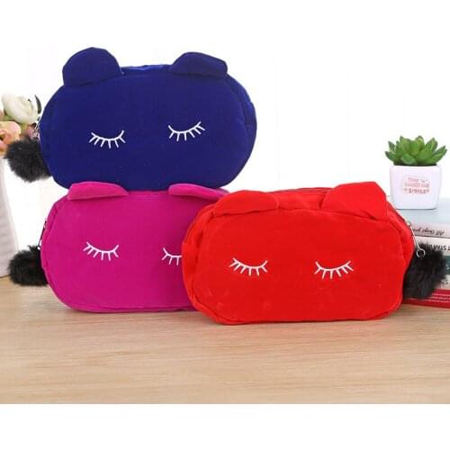 1 Pcs Kawaii Pencil Case Plush Cats Gift Estuches School Pencil Box Pencilcase makeup Pencil Bag School Supplies Stationery
