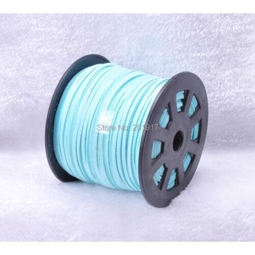 100yards/ Roll Aqua Blue Faux Suede Velvet Leather Cord+3mm X 2mm DIY Jewelry Bracelet Necklace Rope String Accessories