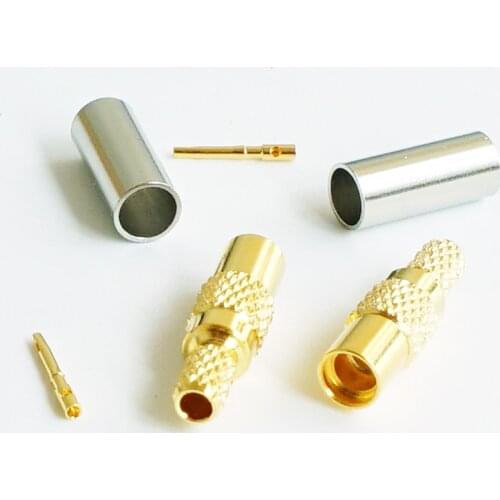 1Pcs RF Coax Connector Socket MMCX Female Crimp for RG179 LMR100 RG316 RG174 RF Coaxial cable antenna Gold Plated Brass PTFE