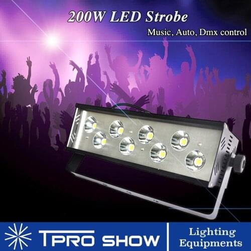 200W Disco Strobe Lights 8x25W COB White LED Flash Light Auto Music Activated Dmx512 Strong DJ Stroboscope with Speed Adjustable