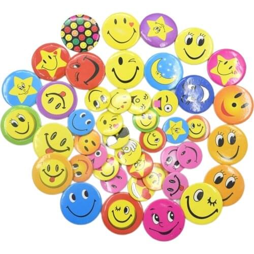 Multicolor 24pcs New fashion Cute Smiley Face Badges comic Pin set is suitable for students/hotel/birthday party 016010001