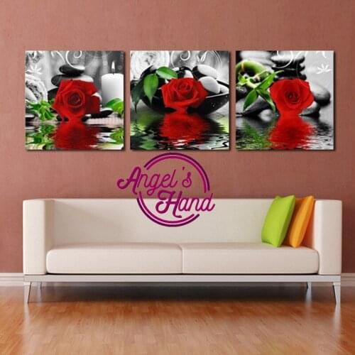 3pcs/set 5d diamond painting water Rose,Full,diy Diamond Embroidery,3d picture,image,Stitch Cross,Diamond Mosaic,kitchen decor