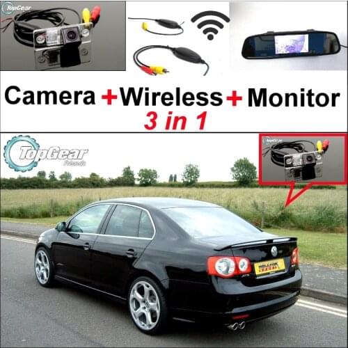 3 in1 Special Camera + Wireless Receiver + Mirror Monitor Easy Parking System For Volkswagen VW Bora Jetta GLi Sagitar Vento A5