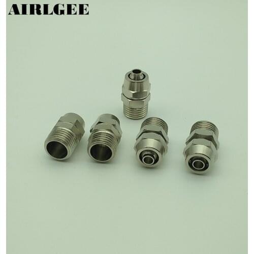5 Pcs 1/4" PT Thread 8mm x 5mm Tube Pneumatic Fittings Quick Connector Coupler