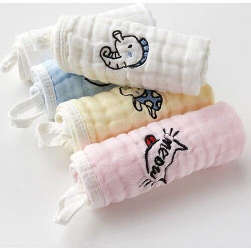 5pcs Saliva Towel Infant Small Square Breathable Soft Handkerchief Baby Caring Supply Newborn Cotton Baby Cute Cartoon Towel