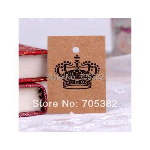 3 x4cm (with cord) Kraft paper garment Tag Crown design Paper price Tags Gift paper tags Price label Bookmark (SS-579
