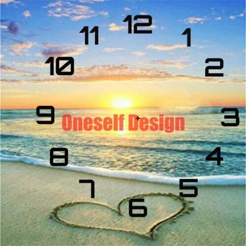 5d diamond painting full clock diamond embroidery beach heart clock diy frame decoration home diamond mosaic diamond art kit