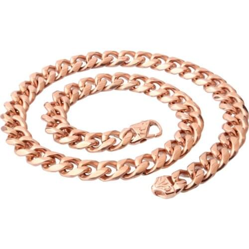 7"-40" 316L Stainless Steel Rose Gold Cuban Curb Chain Men Women Necklace Or Bracelet Bangle 13/15MM Charming Jewelry