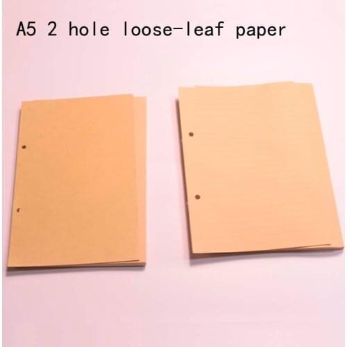 A5 2 holes loose leaf paper school blank notebook paper binder kraft paper refill 50 sheets Hand account line inside the page