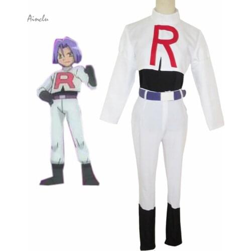 Ainclu Free Shipping Costume Pocket Monster Team Rocket Costume James Cosplay For Costume And Adult Costume