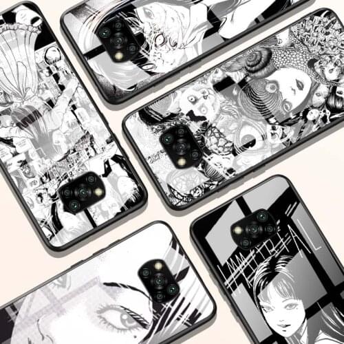 Junji Ito Tees Horror for Xiaomi POCO X3 NFC F3 M2 X2 F2 Redmi K30 Redmi Note 9 Pro Luxury Tempered Glass Phone Case Cover