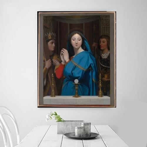 Citon Ingres《The Virgin Adoring the Host》Canvas Oil Painting World Famous Artwork Picture Modern Wall Art Decor Home Decoration