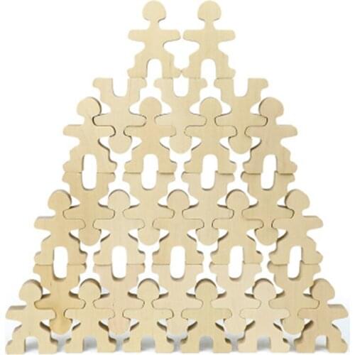 Wooden People Stacking Toys Natural Wood Balance Blocks Kids Montessori Creative Jenga Blocks Stacker Children Educational Toys