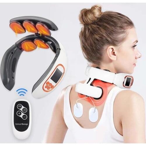 Syeosye Electric Neck Massager Pulse Back 6 Modes Shoulder Massager Power Far Infrared Heating Pain Relief Tool Health Care
