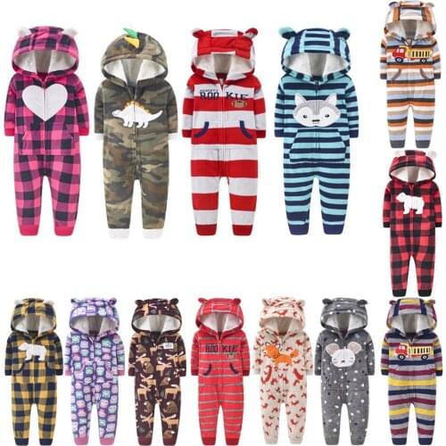 Newborn Baby Boys Girls Fleece Romper Cartoon Cotton Long Sleeve Jumpsuit Infant Clothing Pajamas Toddler Baby Clothes Outfits