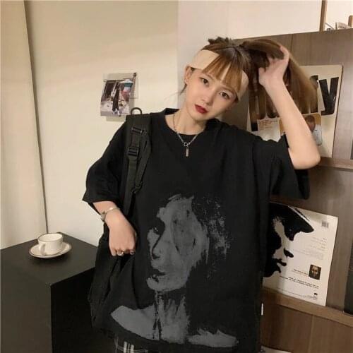 Female Black Funny Printed New Women Girls Students Ladies Streetwear Summer Plus Size Graphic T Shirts Clothing Women
